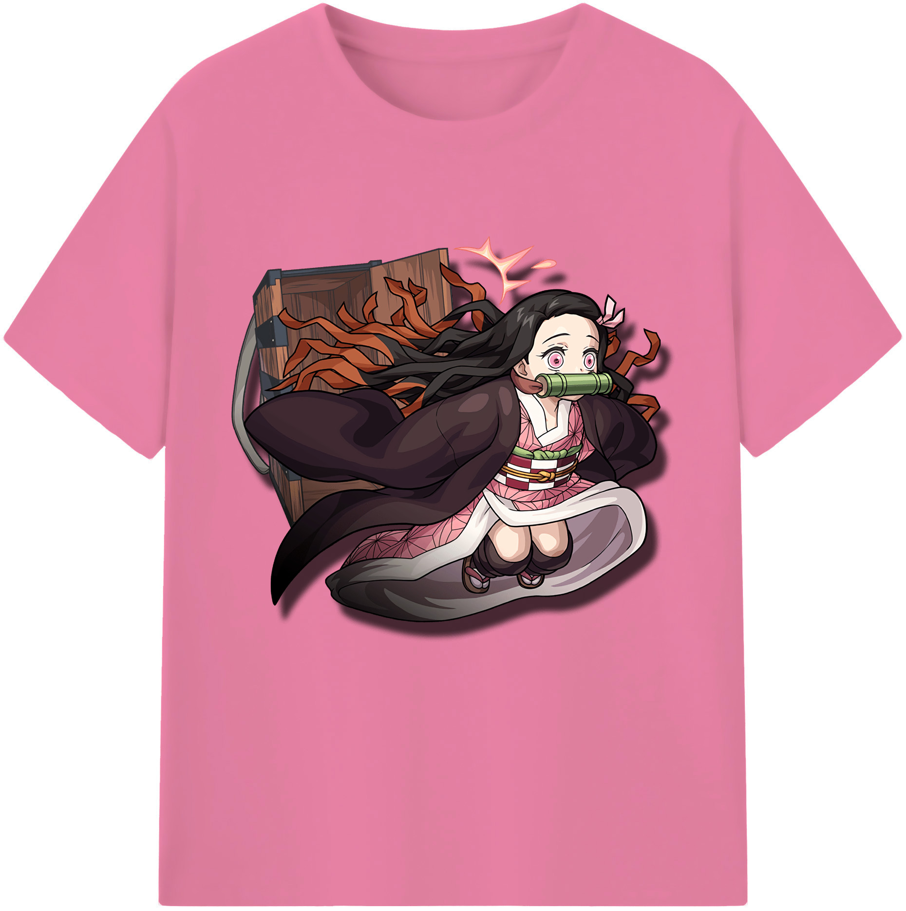 （画像用） 鬼滅の刃（きめつのやいば）竈門 禰󠄀豆子／かまど ねずこ Kamado Nezuko 綿100％半袖Tシャツ（フロントプリント）